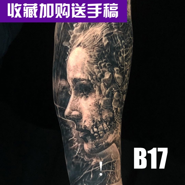 纹身手稿刺青图案素材国外纹身大师欧美写实风格花臂人物参考b17