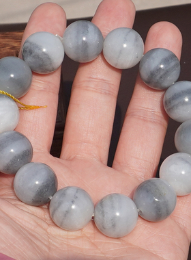 方言和田玉黑白分明青花籽料手串