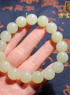 青海老料冰透晴水色12mm圆珠手链