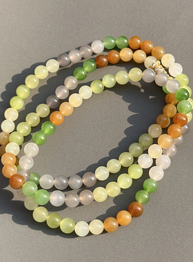 好品质方言和田玉精品佩戴高冰底多彩多宝碧玉糖料白玉6mm项链O