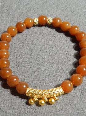 方言和田玉精品特色新疆且末料红糖玉8mm新中式搭配手链手串A5