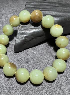 亮眼方言新疆和田玉精品老熟且末黄口带糖温润细腻12mm圆珠手串S6