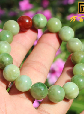 黄猫眼阳绿色12mm圆珠玉手链