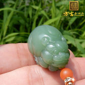 方言企业精品王真大师作品收藏级鸭蛋青碧玉挂件貔貅吊坠回馈F