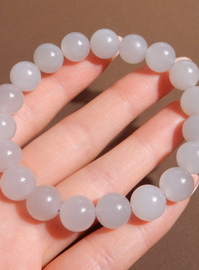 美美哒方言和田玉精品特惠青海老坑料冰底烟紫10mm圆珠手串手链A6