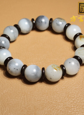 方言和田玉新疆挂金皮青花籽手串