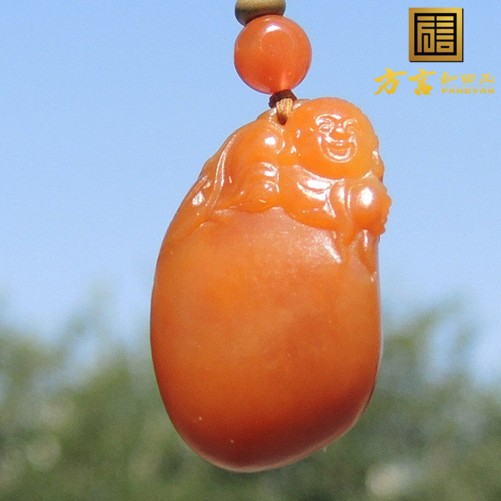 珍藏级杨大钊方言精品和田玉原生黄金黄色黄玉籽料挂件童子吊坠R