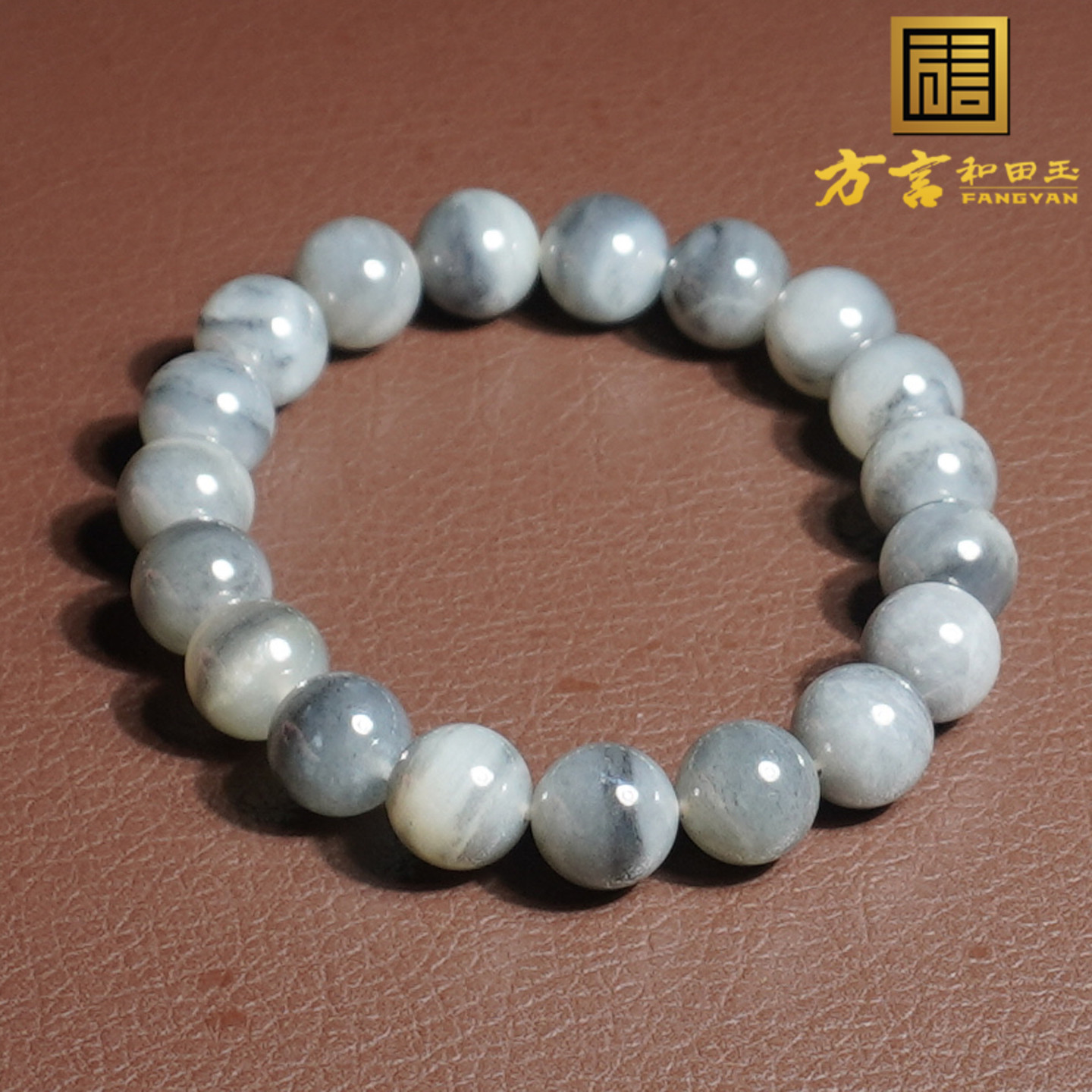 方言和田玉一线天意境青花籽手串