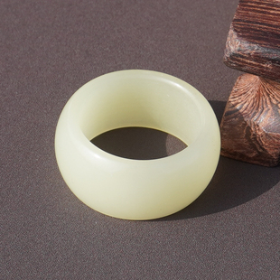 王炸方言和田玉新疆且末料温润细腻黄口料18.5mm轻奢男女款扳指A6