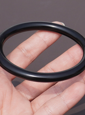 和田玉细腻漆黑如墨墨玉籽料手镯