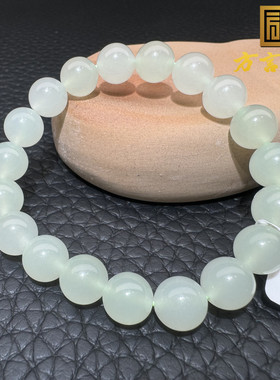 美美哒方言和田玉精品老坑青海高冰起荧光冰翠10mm百搭手串手链S6
