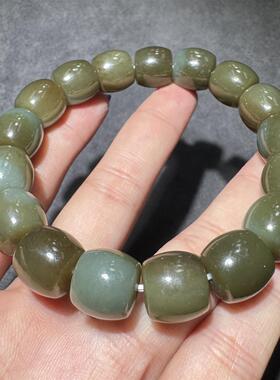 重磅方言新疆和田玉老坑且末蓝调带糖温润细腻12mm老型珠手串S6