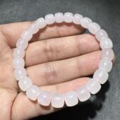 高品质方言和田玉老坑青海高冰起荧光藕粉油润细腻8mm直切手串S6