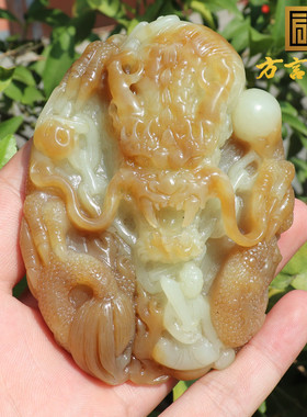 方言和田玉高脂油糯龙行天下摆件