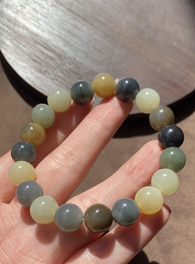 新疆青花三彩10mm圆珠手串手链