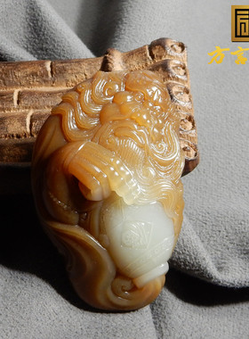 新疆且末老坑红糖钟馗纳福把件