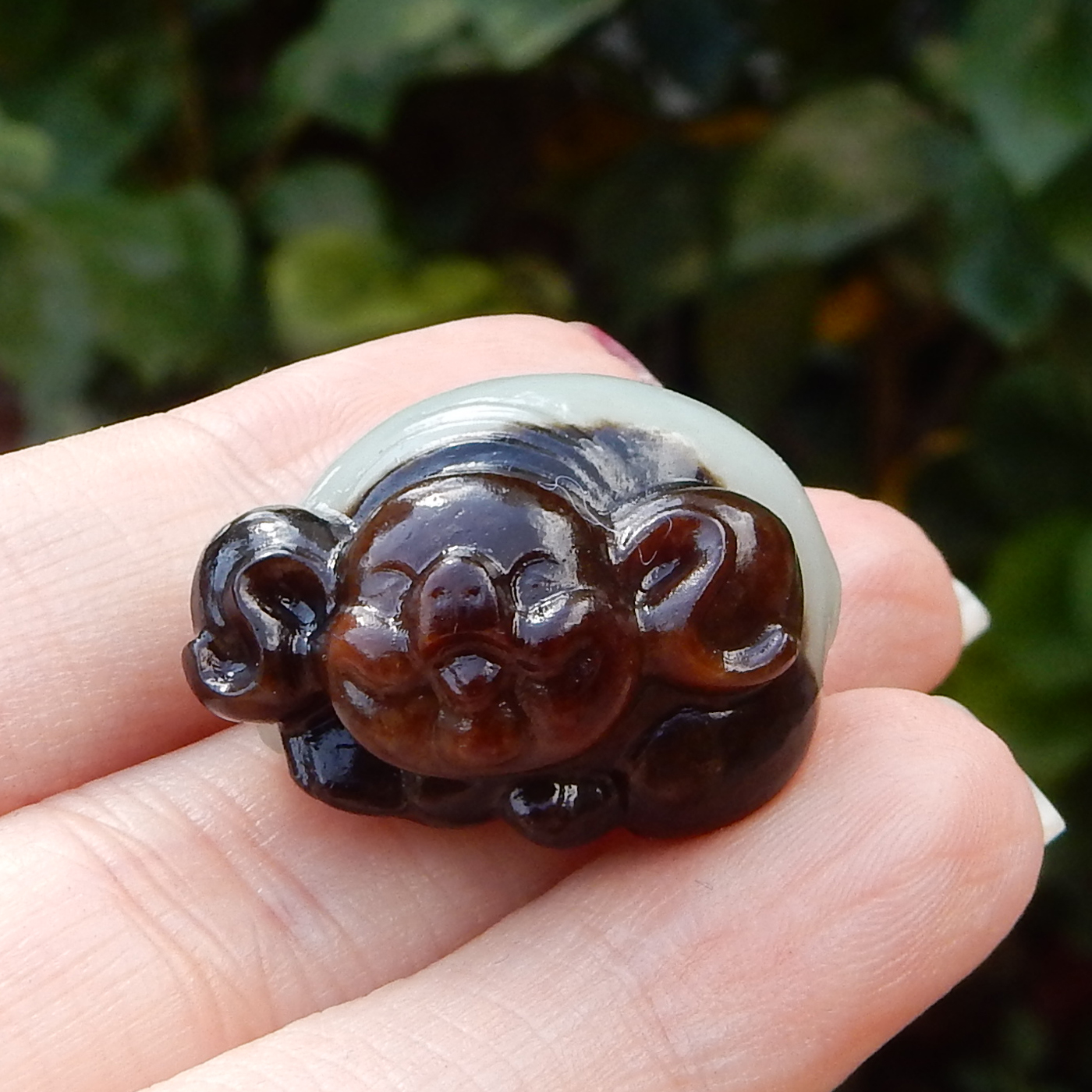 俄罗斯聚红皮籽挂红皮三色猪吊坠