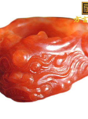 方言镇店之宝蒋喜珍品罕见老熟如酥一眼真鸽血色红玉龙扳指戒指R