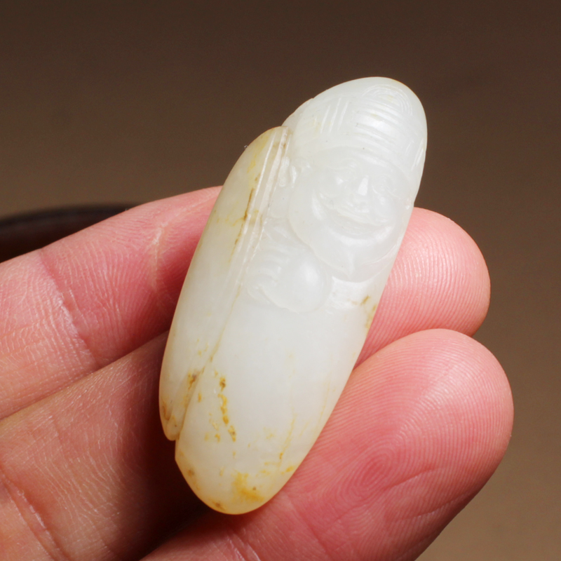 羊脂白玉籽料财神独籽玩料玉吊坠