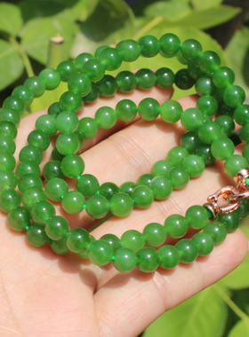 方言和田玉无黑点阳绿碧玉手串
