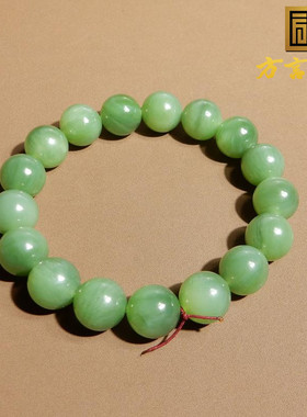 俄罗斯碧玉果绿猫眼12mm圆珠手串