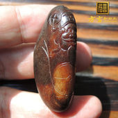 方言推荐 老熟珍品鸽血红色黄玉底红沁籽料关公吊坠子R 杨曦南石款