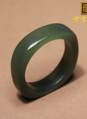方言精品和田玉特色佩戴新疆无结构细腻塔县青玉16.5mm方戒戒指O2