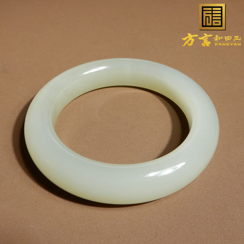 史诗级方言和田玉精品特色放漏青海料晴水色内径卡58mm正装手镯A5