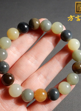 大漠楼兰三色玉青花三彩10mm手串