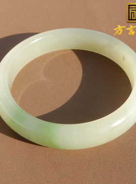 方言和田玉特惠精品青海老坑料带翠色细腻温润内径57mm手镯子s2