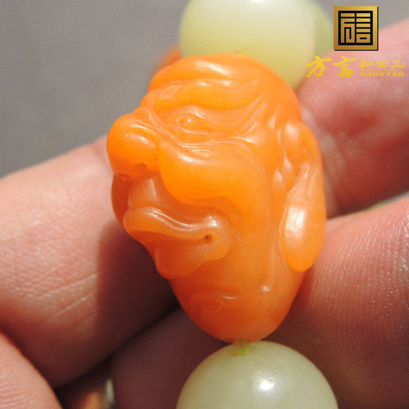 方言镇店之宝漏金橘黄色原生黄玉籽料罗汉头配猫眼黄玉圆珠手链R