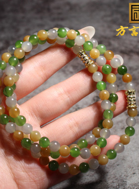 多宝碧玉糖玉白玉圆珠项链手链