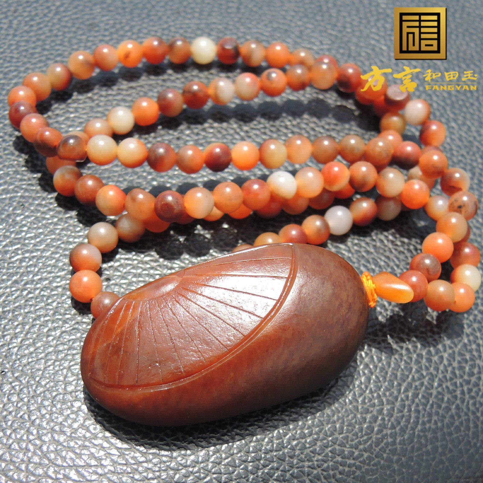 方言镇店之宝玉龙河老熟红皮原生罕见黄玉独颗籽料挂件钟馗吊坠F