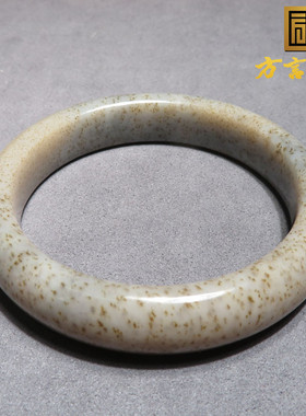 惊呆方言精品和田玉青海细腻老坑料野牛沟桂花糕卡60mm正装手镯w2