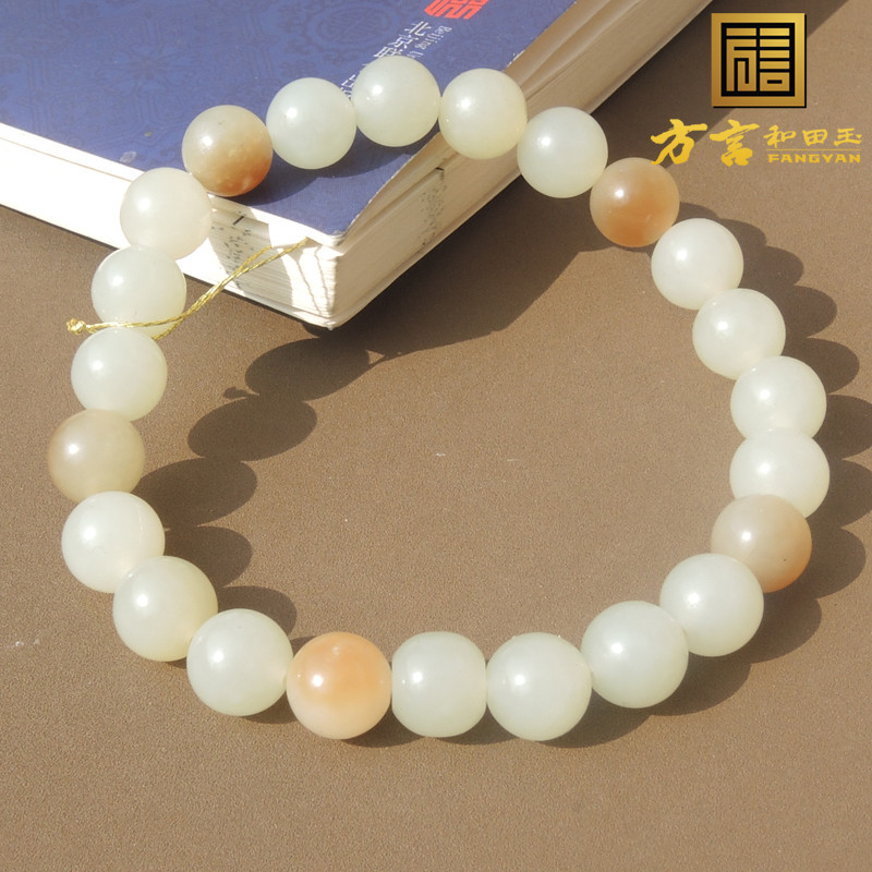 火爆方言和田玉精品收藏级细腻新疆且末糖白料卡8mm精美手串手链S