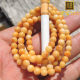收藏级河北唐河聚红皮羊脂白玉底子 黄沁籽料圆珠项链多圈手链R
