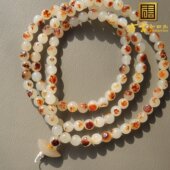 震惊价方言品牌和田玉精品特色聚红油皮丹顶红特色籽料圆珠项链R