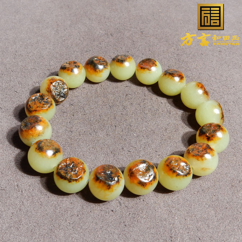 方言巨漏老熟红皮鸡油黄原生黄玉黄口原石籽料12mm17颗圆珠手链w2