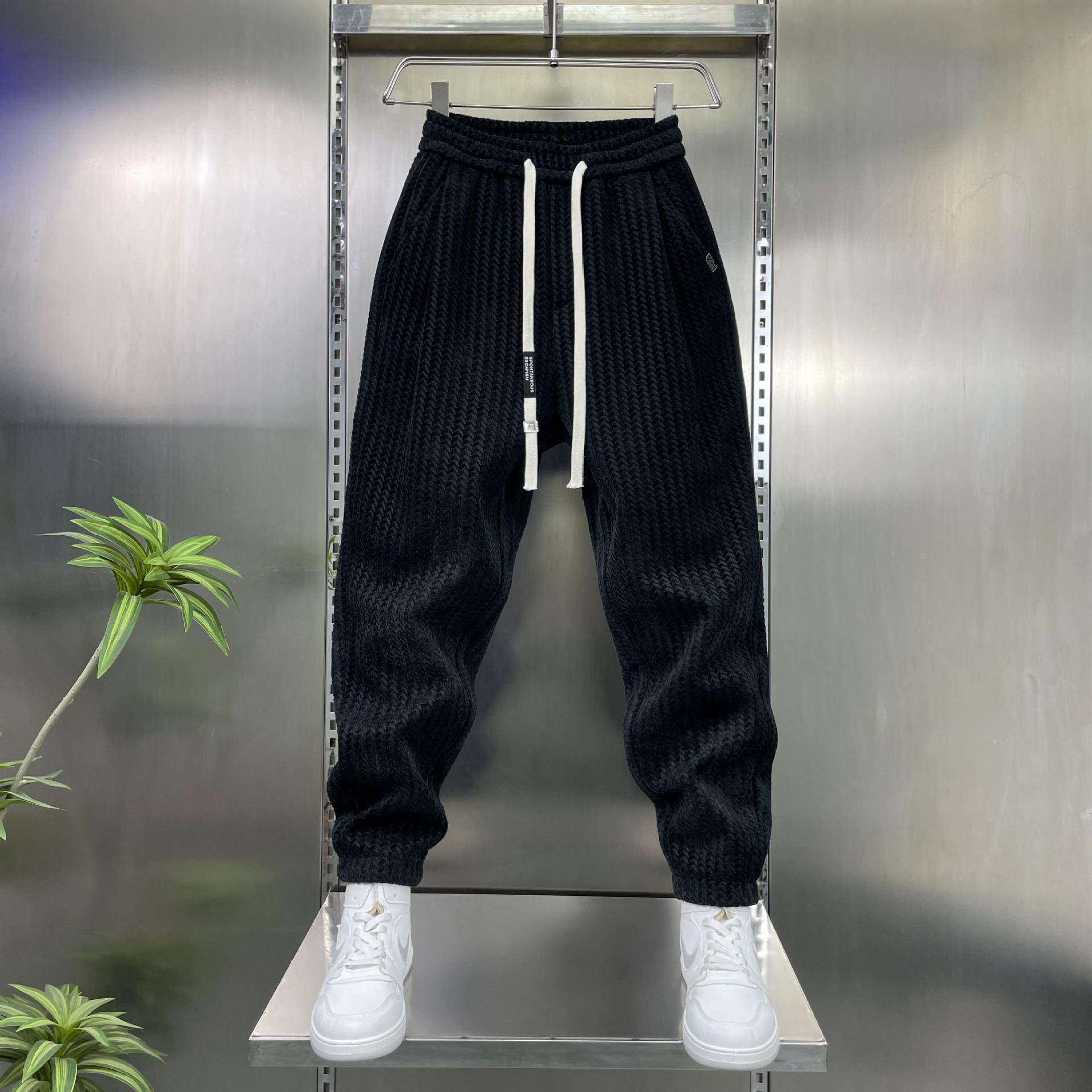 2026春秋新款加厚男士宽松休闲潮流束脚裤男裤休闲裤小脚裤子