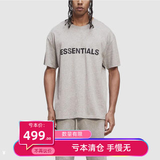 亏本清仓Essentials FOG胶印logo灰色男女同款T恤