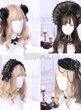 边夹蕾丝哥特暗黑小礼帽lolita