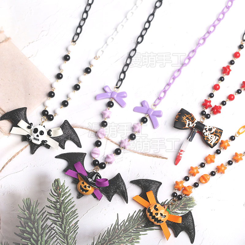 万圣节lolita个性骷髅头小蝙蝠幽灵南瓜女巫颈链项链颈带choker