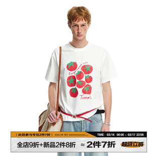 男道2026夏季正肩圆领潮牌索罗娜凉感T恤新款番茄印花休闲短袖TEE