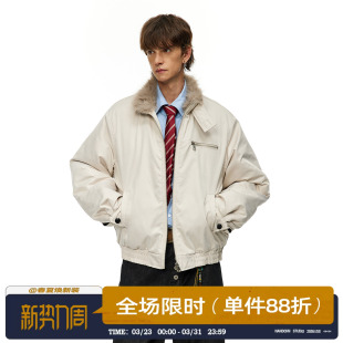高级感痞帅外套立领工装 男道美式 冬季 毛领棉服男女情侣款 棉衣 短款