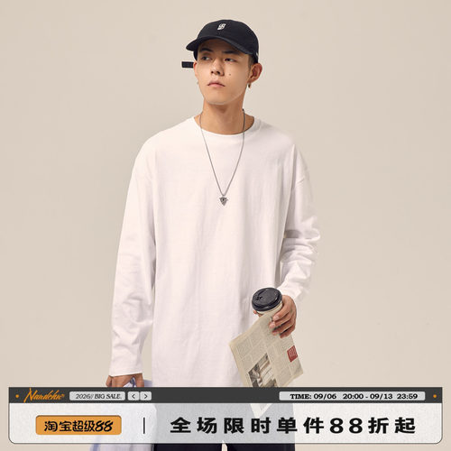 秋季纯色休闲学生套头ins长袖t恤
