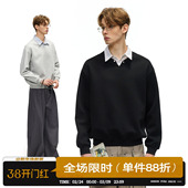 boxy宽松休闲学院风上衣 领套头卫衣男2026春季 男道美式 假两件衬衫