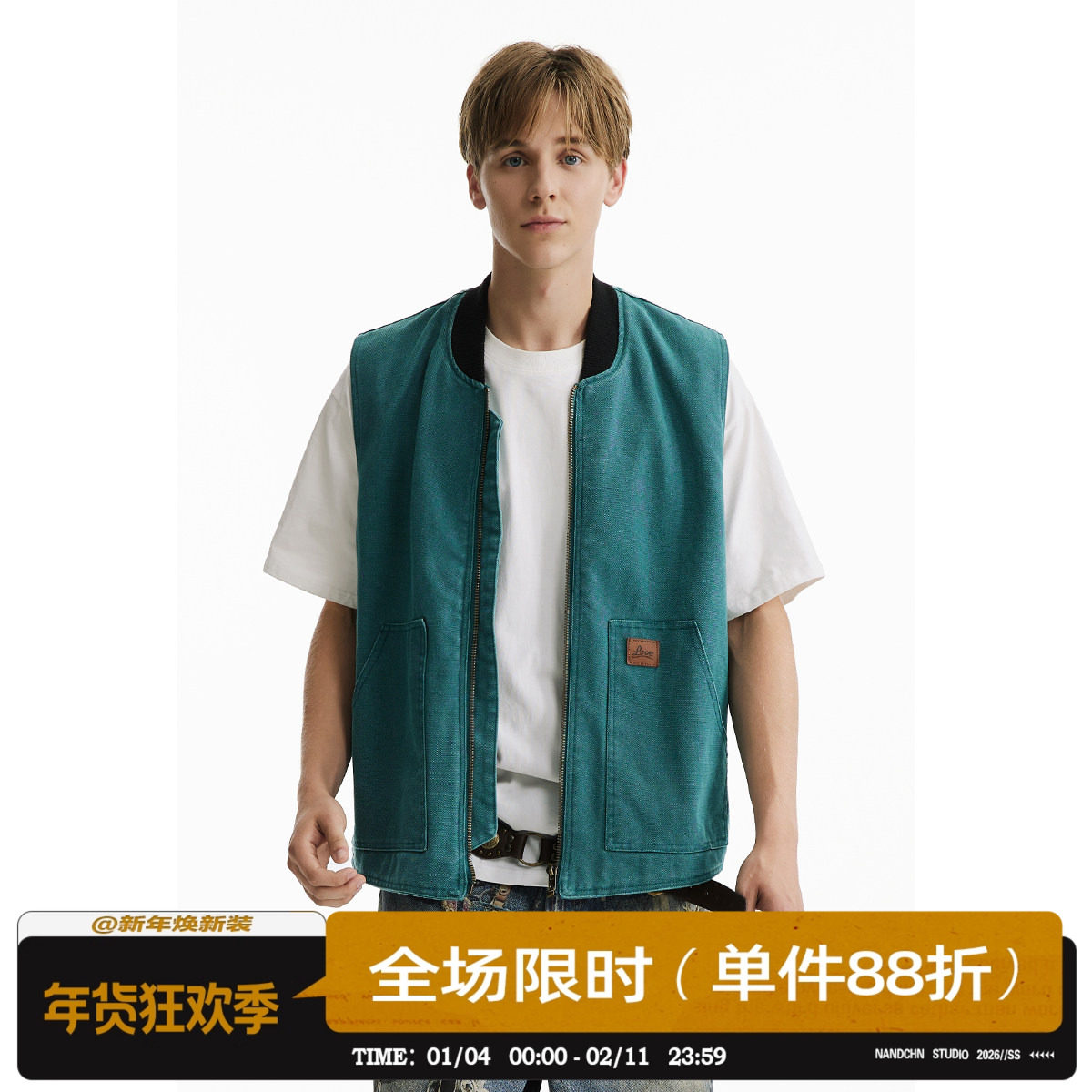 男道美式街头嘻哈水洗情侣无袖马甲男女宽松潮流小众休闲外穿外套,男装,常规马甲,淘宝优惠券,粉丝福利购,淘宝优惠卷