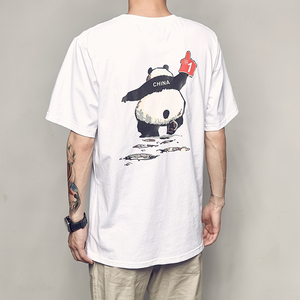 夏季新款熊猫印花短袖t恤