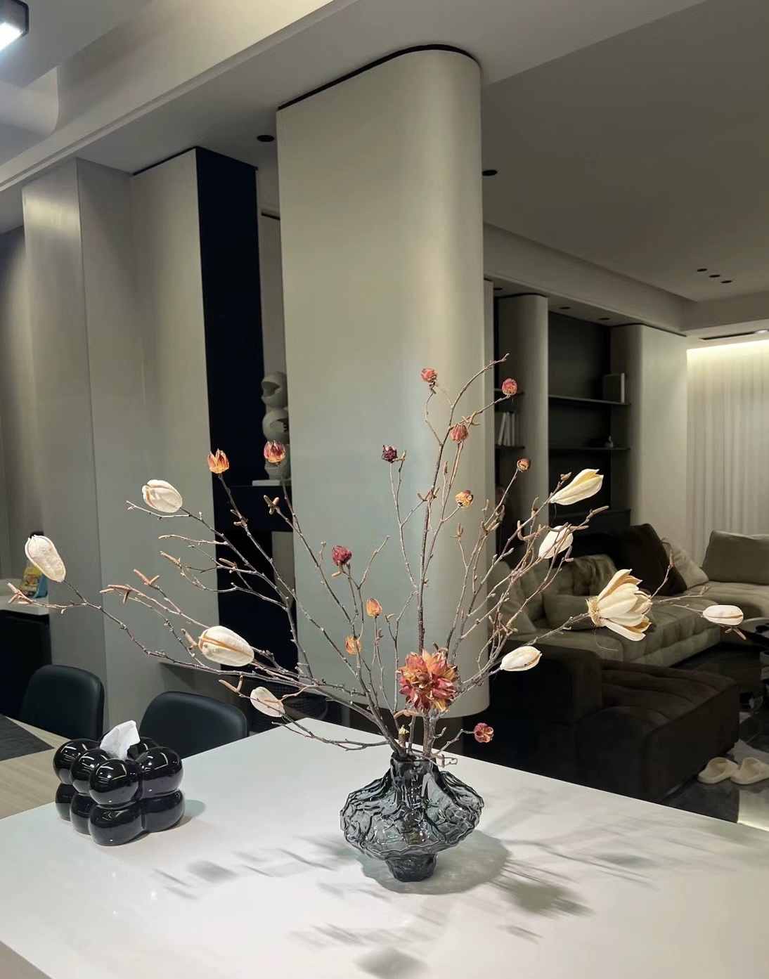 网红不规则玻璃花瓶天然树枝干花轻奢复古餐桌插花客厅茶几玄关