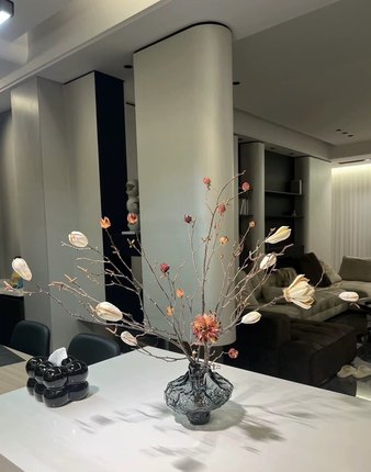 网红不规则玻璃花瓶天然树枝干花轻奢复古餐桌插花客厅茶几玄关